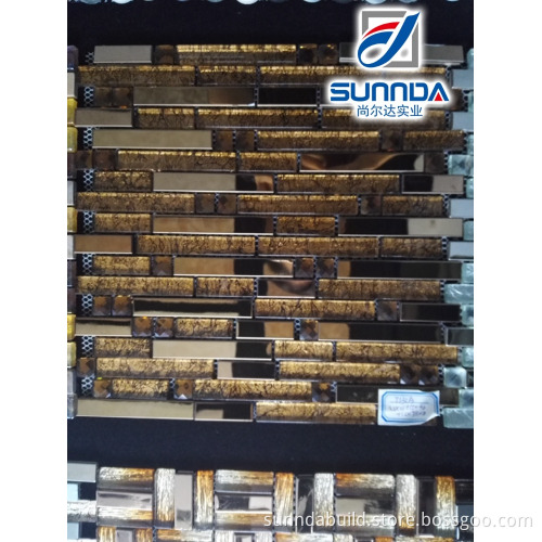 Sunnda metallic glass mosaic tiles,mix crystal mosaic tiles,linear glass mosaic tiles